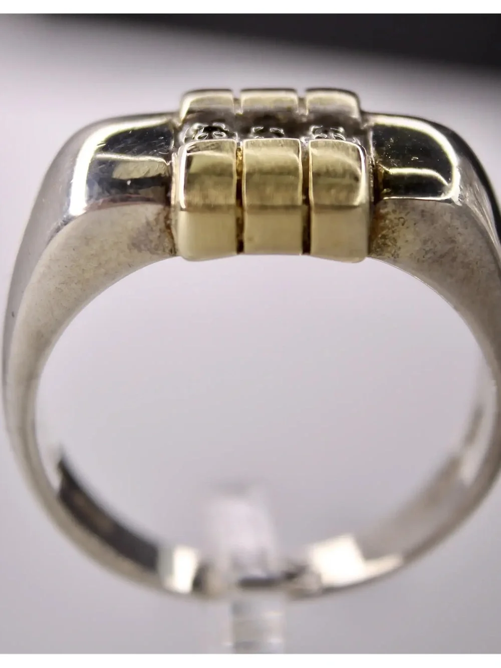 Two-Tone Sterling Silver and 10k Gold Diamond Ring